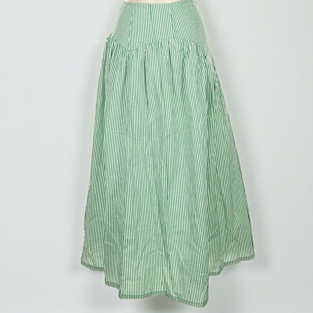 LISA SAYS GAH Maeve Midi Skirt in Green Stripe Size XS - Picture 7 of 11